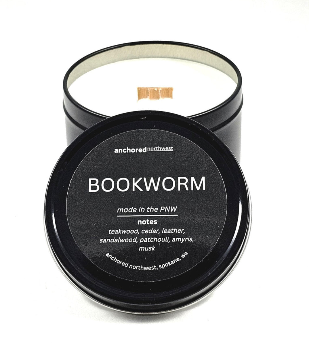 Bookworm Wood Wick Travel Soy Candle