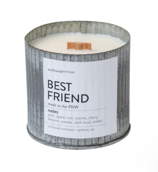 Best Friend Wood Wick Rustic Tin Soy Candle