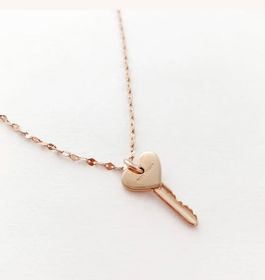 Amour Key Necklace- Rose Gold