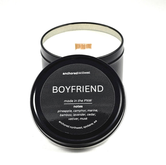 Boyfriend Wood Wick Travel Tin Soy Candle