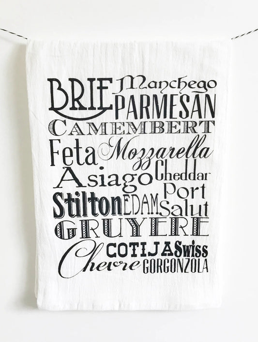 Cheese Words Cotton Kitchen Towel