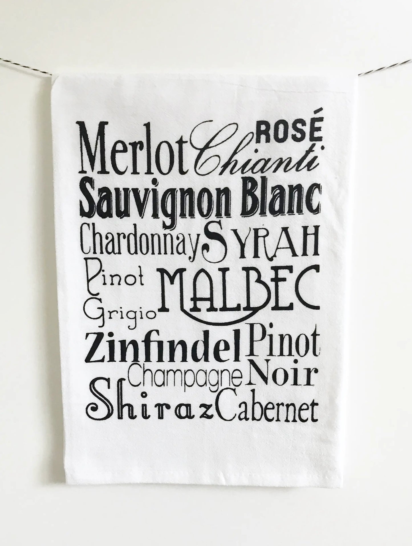 Wine Words Cotton Kitchen Towel