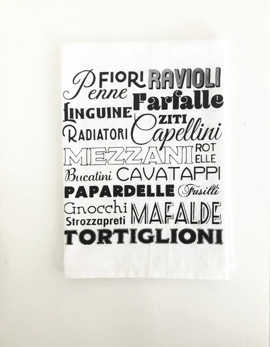 Pasta WordsCotton Kitchen Towel