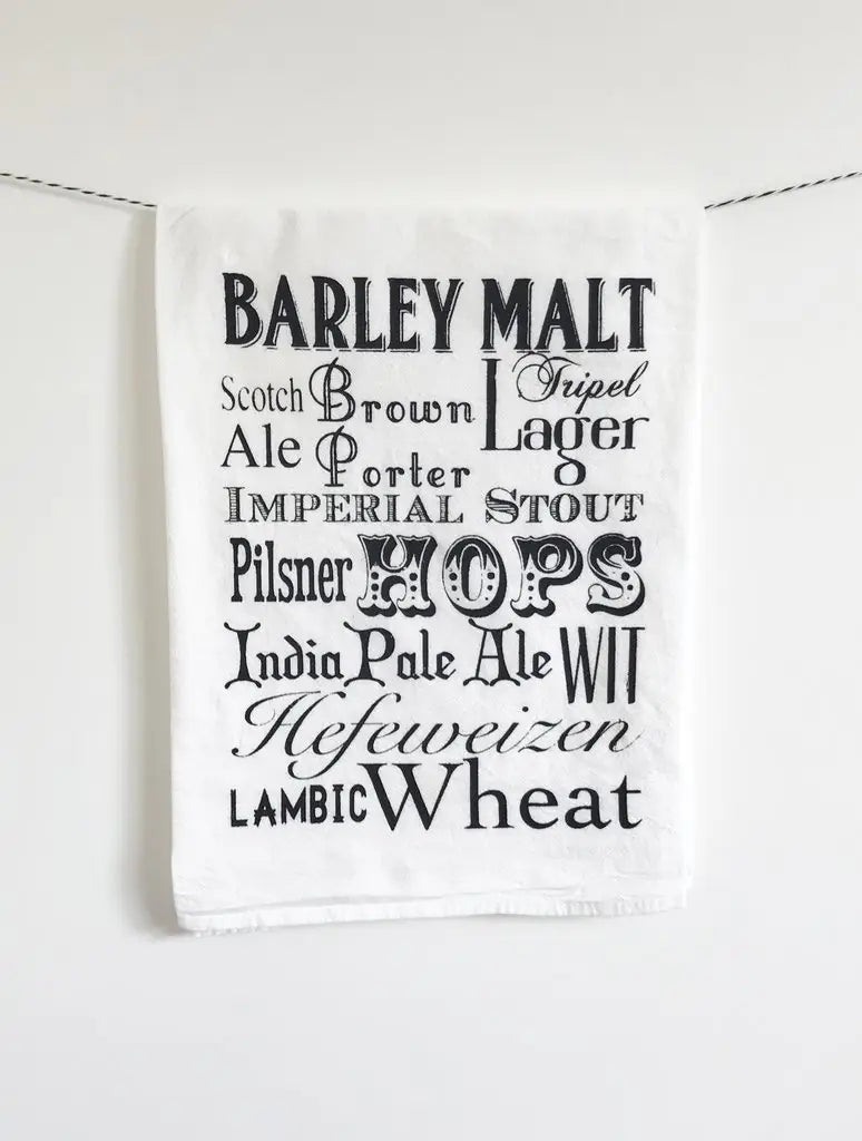 Beer Words Cotton Kitchen Towel